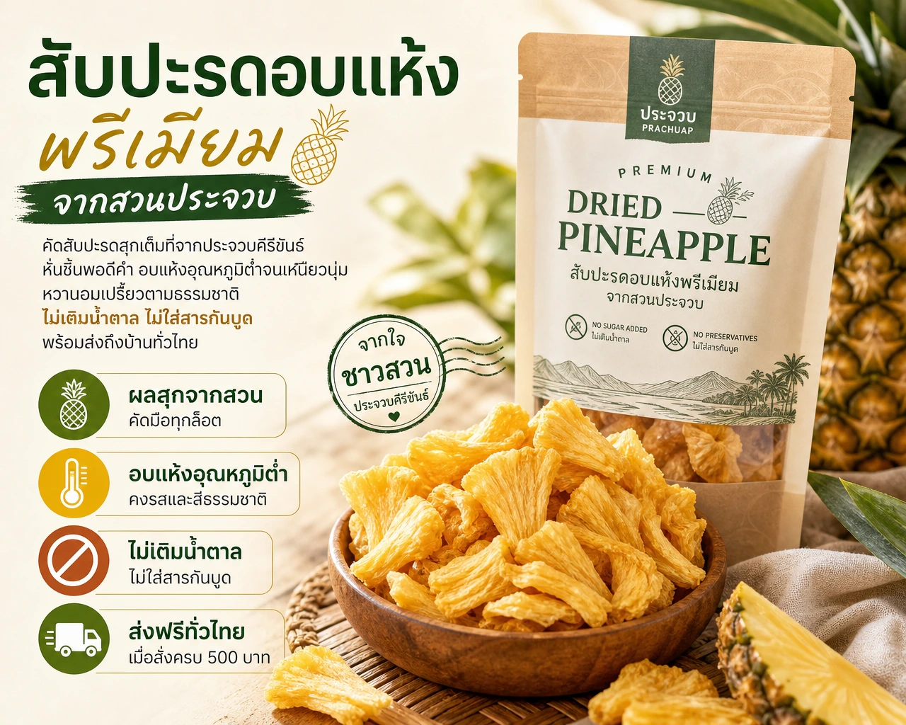 สับปะรดอบแห้งพรีเมียม